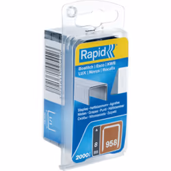 Rapid agrafes en fil fin n°958, longueur allant de 8mm à 10mm, quantité allant de 1600 à 2000 agrafes. Pour le textile et déc ...
