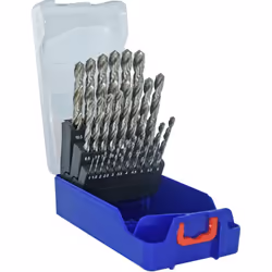 Description générale Coffret de 25 forets HSS taillés meulés avec une pointe en croix, idéal pour le perçage des aciers et de ...