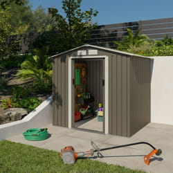 Trigano - Abri de jardin métal gris/vert 3,26 m² + kit d'ancrage