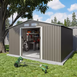 Abri de Jardin en Métal Gris/Vert 12,78 m² avec Kit d'Ancrage Découvrez notre spacieux abri de jardin en métal de 12,78 m², u ...