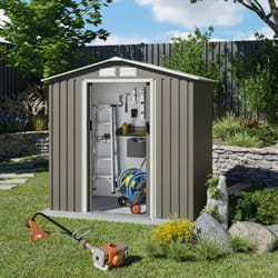 Trigano - Abri de jardin métal gris/vert 2,12 m² + kit d'ancrage