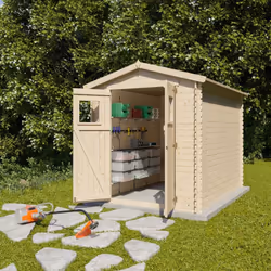 Description générale Optimisez votre espace extérieur avec notre Abri de Jardin en Bois Brut de 5 m², un modèle à la fois rob ...