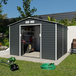 Abri de jardin métal anthracite 6,5 m² + kit d'ancrage