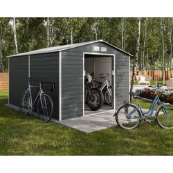 Trigano - Abri de jardin métal anthracite 8,25 m² + kit d'ancrage