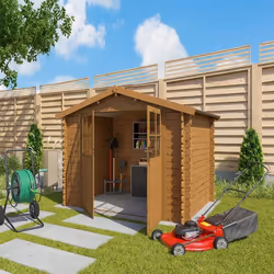 Abri de jardin en bois LETO 4.9 m2 traité autoclave marron qualité premium.