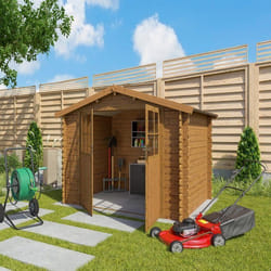 Abri de jardin en bois LETO 4.9 m2 traité autoclave marron qualité premium.