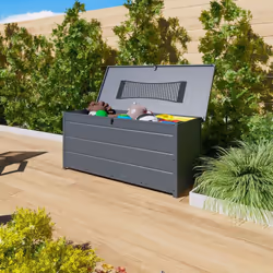 Coffre de Jardin en Résine Anthracite 465 L - Votre Allié pour un Jardin Organisé et Élégant Avec l'augmentation des activité ...