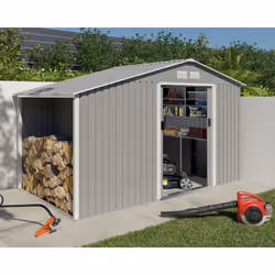 Abri de jardin en métal avec bûcher Trigano 6 m² Châtaigne - Rangement et protection tout-en-un ! Offrez-vous un espace de st ...