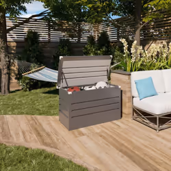 Description générale Facilitez le rangement de votre jardin avec notre coffre de jardin métal anthracite de 300 litres. Idéal ...