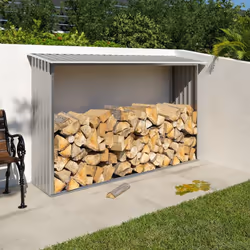 Description générale Notre abri à bûches en métal gris châtaigne est la solution idéale pour protéger votre bois des intempér ...