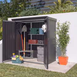 Armoire de jardin en métal PERRY - Un rangement compact et ultra résistant ! Optimisez votre espace extérieur avec l' armoire ...