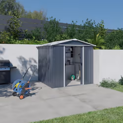 Trigano - Abri de jardin métal gris Yardmaster 3,85 m² + kit d'ancrage