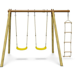 Portique bois et metal - 1,90m - 2 balancoires et 1 echelle - PIKI TRIGANO