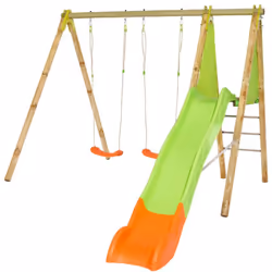 Ce portique bois tres complet conviendra aux plus petits comme aux plus grands ! Idéal pour les familles nombreuses et les co ...