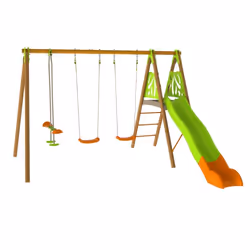Trigano Portique Bois/Métal Techwood Premium 2,30M (3 Agrès + Pf + Tob), 3 an(s), 12 an(s), 76 kg, Bois