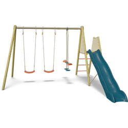Balançoire avec toboggan et face à face - Techwood Harmonie romy - Aléo by Trigano