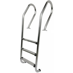 Chelle inox 3 marches pour piscine en bois - Accès facile et élégant