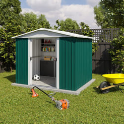 Trigano - Abri de jardin métal vert Yardmaster 4,68 m² + kit d'ancrage