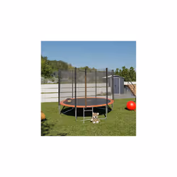 Ajoutez ce trampoline rond avec échelle et filet parmi les activités divertissantes dans votre jardin. Dévoilant des dimensio ...