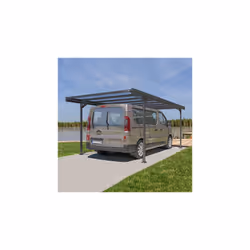 Ce Carport simple XL en métal et aluminium anthracite ALIZE constitue un abri aéré et facile d'accès pour votre véhicule. Il ...
