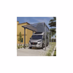 Ce Carport simple XL en métal et aluminium anthracite HEGOA offre une parfaite visibilité à la voiture garée en dessous. Grâc ...