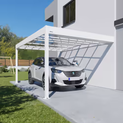 Carport Adossé Aluminium Blanc Trigano - Libeccio Wall - Conçu pour Sublimer et Durer Offrez à votre véhicule une protection  ...