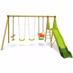Station de Jeux Topwood TALVI - Aventure et plaisir pour 8 enfants Métal et structure bois garantis 10 ANS - Pièces plastique ...