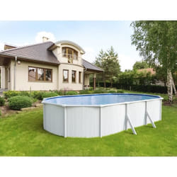 TRIGANO Piscine métal hors sol Saphir - 790 x 485 x 120 m - Blanc