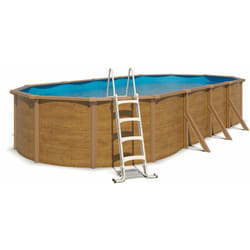 Piscine hors sol acier ovale 7,30 x 3,65 x 1,20 m aspect bois CANYON