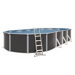 Piscine hors sol acier ovale 915 x 455 x 132 m anthracite VARUNA