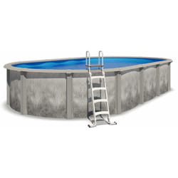 Piscine hors sol acier et résine ovale 7,60 x 4,55 x 1,32 m gris dégradé liberty