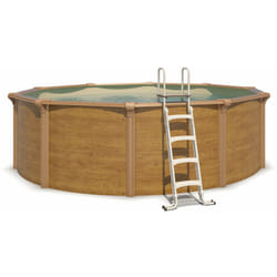 Piscine hors sol acier ronde ø 4,55 x 1,32 m aspect bois osmose