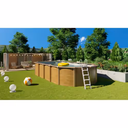 TRIGANO Piscine métal hors sol Osmose - 760 x 395 x 132 m - Aspect bois