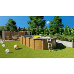 TRIGANO Piscine métal hors sol Osmose - 760 x 395 x 132 m - Aspect bois