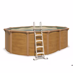 Piscine hors sol acier ovale 490 x 365 x 132 m aspect bois OSMOSE