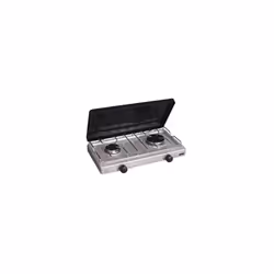 Réchaud 2 feux Gaz BUTANE et PROPANE, Silver, avec couvercle - Couleur "silver" - Avec couvercle - 2 Feux Gaz - Compatible Bu ...