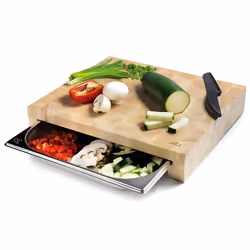 Eno PADBG53 planche à découper pour cuisine Rectangulaire Bois Acier inoxydable, Bois