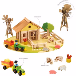 JEUJURA MA FERME EN BOIS - 145 PIECES, France, CE EN71, 390 mm, 110 mm, 320 mm