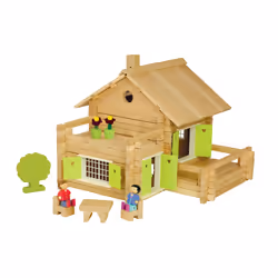JEUJURA Maison En Rondins - 175 Pieces, 5 an(s), Bois, 175 pièce(s), 2,2 kg