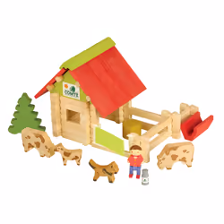 JEUJURA Petite Ferme Avec Animaux - 70 P, 5 an(s), Bois, 70 pièce(s), 720 g