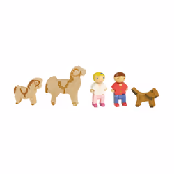 JEUJURA Coffret 2 Personnages Et Chevaux, 3 an(s), Bois, 5 pièce(s), 117 g
