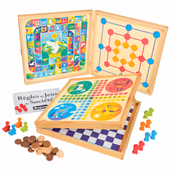JEUJURA Coffret De Jeux Bois - 50 Regles