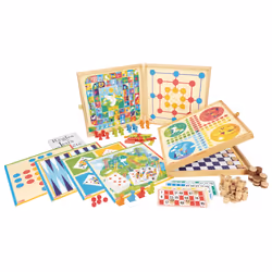 JEUJURA Coffret De Jeux Bois - 150 Regles