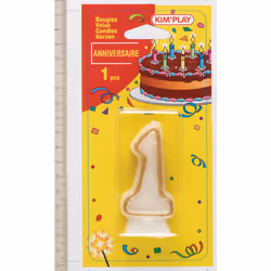 Kim'Play Bougie Chiffre 1, Cire, Blanc, 1 an(s), Chine, 180 mm, 32 g
