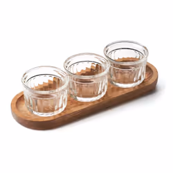 La Rochère 56643801, Plateau de service, Verre, Transparent, Bois, Rond, 0,01 L, 70 mm