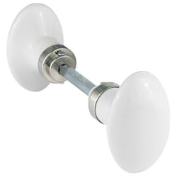 Bouton de porte Uni porcelaine de Limoges nickelé mat - Lot de 2 - Blanc - 7mm