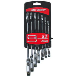 Clés mixtes à cliquet, chrome vanadium satinées X 7 - AUTOBEST