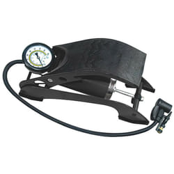 Autobest - Pompe à pied simple corps, en métal, avec manomètre, 3 embouts de gonflage