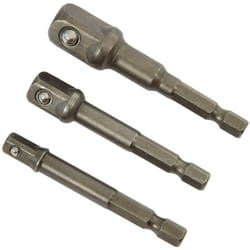 Jeu de 3 adaptateurs porte douille - tournevis porte-embout ou une perceuse visseuse - douille 1/4', 1/2' ou 3/8'
