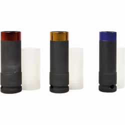 Ce coffret de 3 douilles à choc avec protection est idéale pour le montage et le démontage des écrous de roues de voiture , e ...